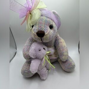 Pastel Teddy Bear with Bow by Dan Dee